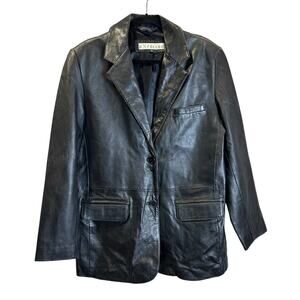 Vintage Excelled Leather Blazer Coat Black Women's 12